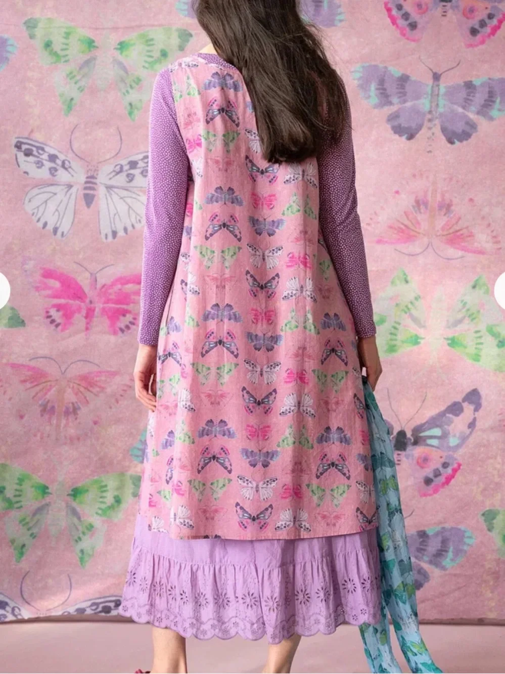 Gudrun Sjöden Fjäril Dress Organic Cotton Sleeveless Butterfly Printed Maxi Midi